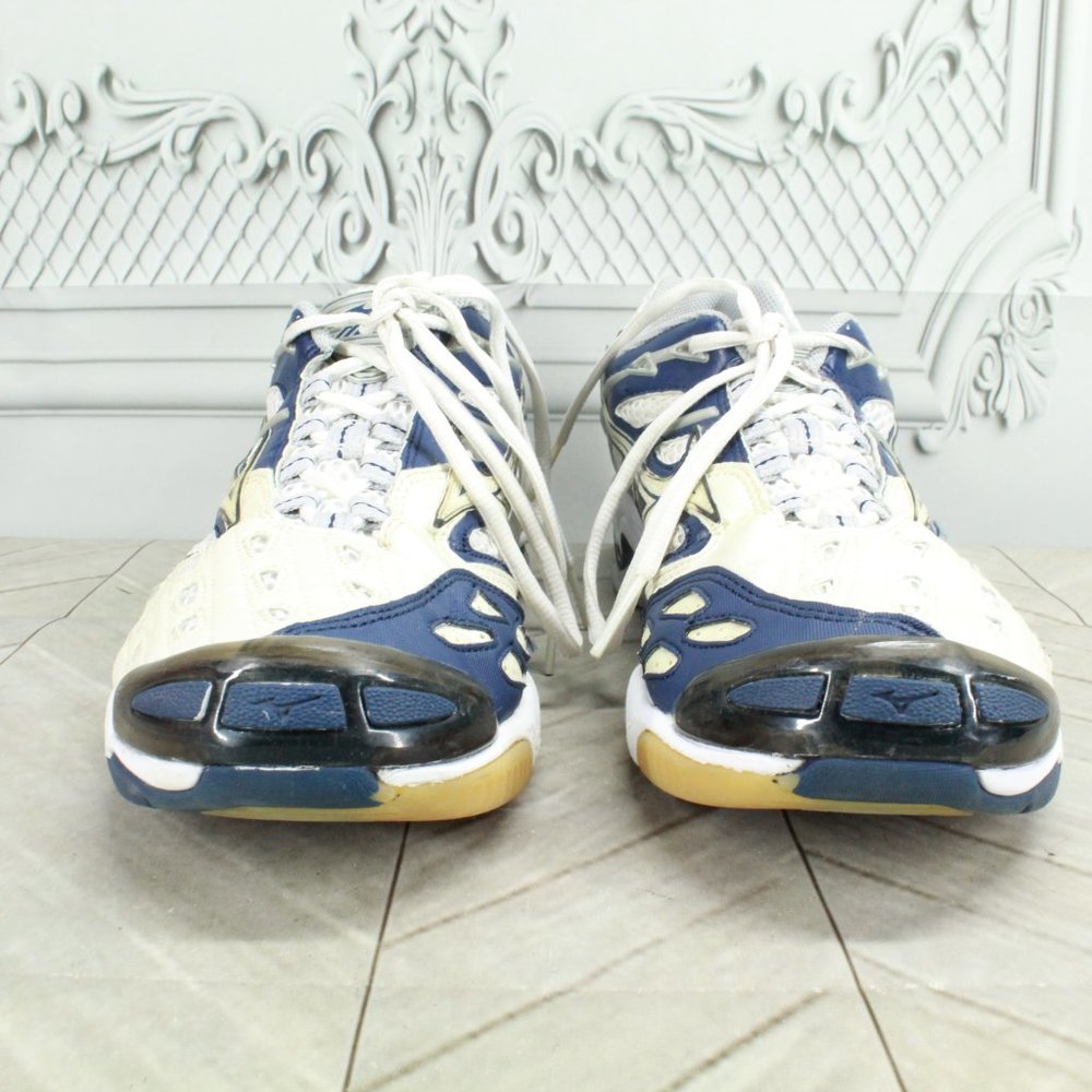 Mizuno Wave Lightning 3 Blue White Leather Mesh Volleyball Shoes US 11.5 - Picture 4 of 9